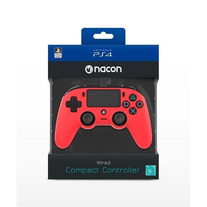 Manette De Jeu - Nacon - Gaming Illuminated Compact Controller - Rouge - Filaire - PS4