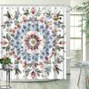Floral Shower Curtain - Vintage Garden Mandala Pattern, Adds Natural Beauty, Polyester Fabric, Includes 12 Hooks,Bathroom Decor
