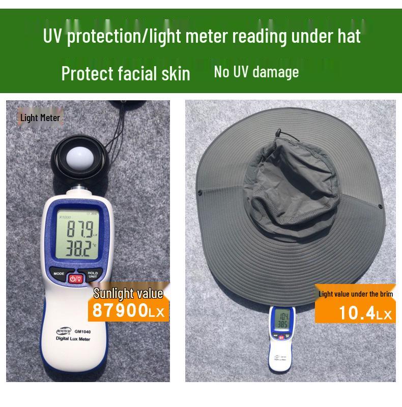 Męski kapelusz przeciwsłoneczny z szerokim rondem - Letni kapelusz słomkowy ochronny na zewnątrz do wędkowania i budowy.