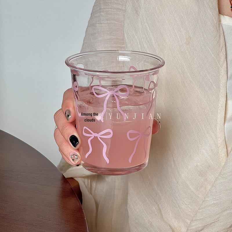ZISIZ Cute Bowknot Glass Drinking Cup