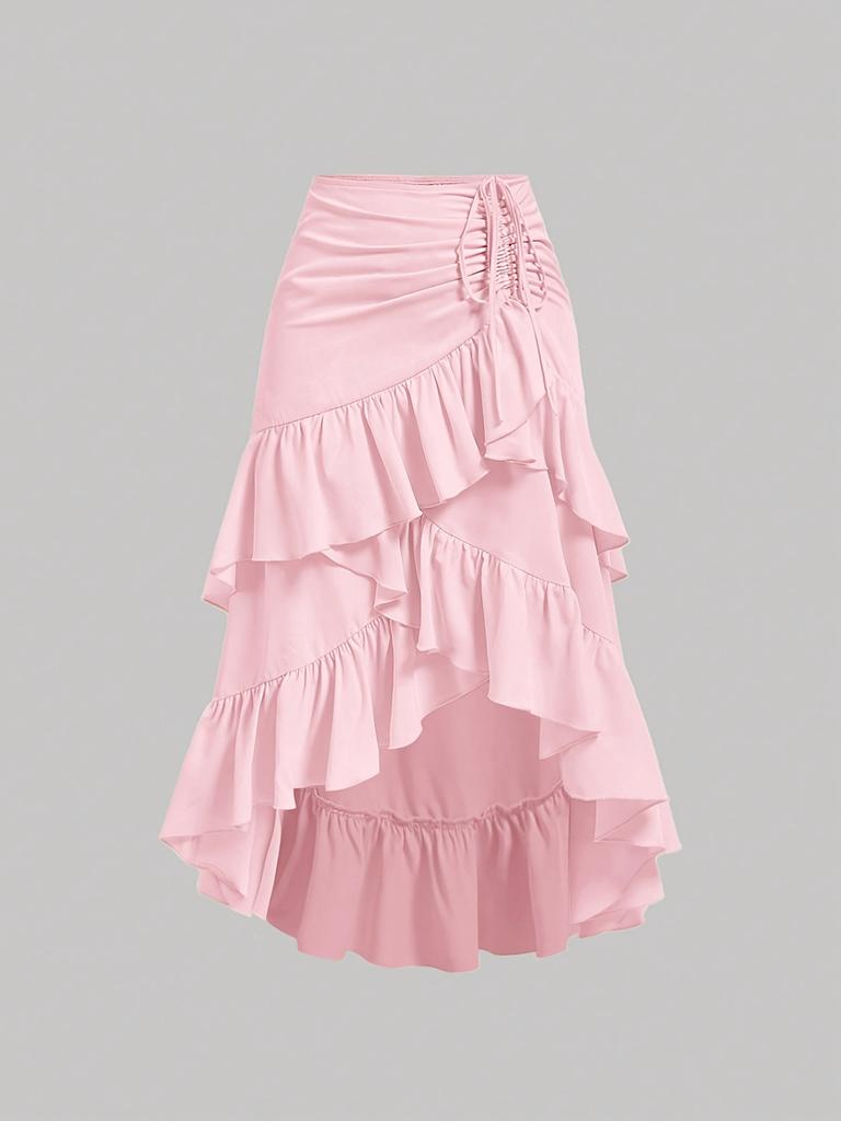 Women's Summer New Sweet Fresh High Waist Patchwork Slimming Pleated Skirt