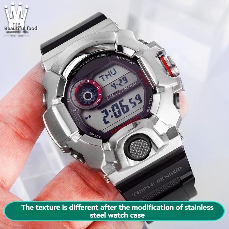 Voor Casio G-SHOCK Serie Cat Man 3410 GW-9400 Gemodificeerde Metalen Behuizing GW-9400Y/J Roestvrij Stalen Behuizing Band Zwarte Behuizing Accessoires