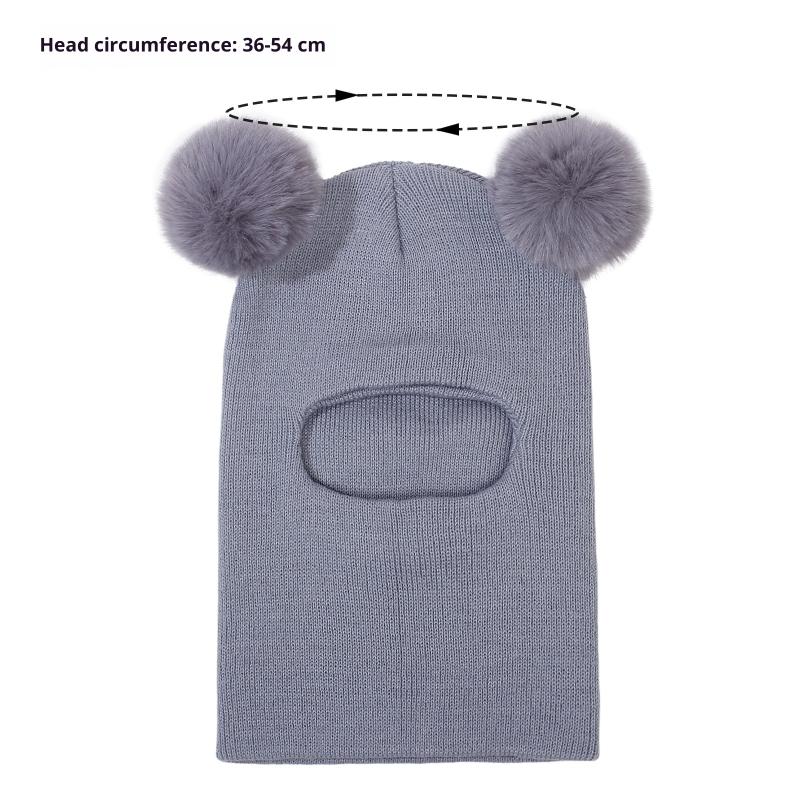 1 ks dětská integrovaná čepice a šála se dvěma pompony Roztomilá kukla Čepice pro chlapce a dívky Podzim Zima Vlněná čepice s pomponem