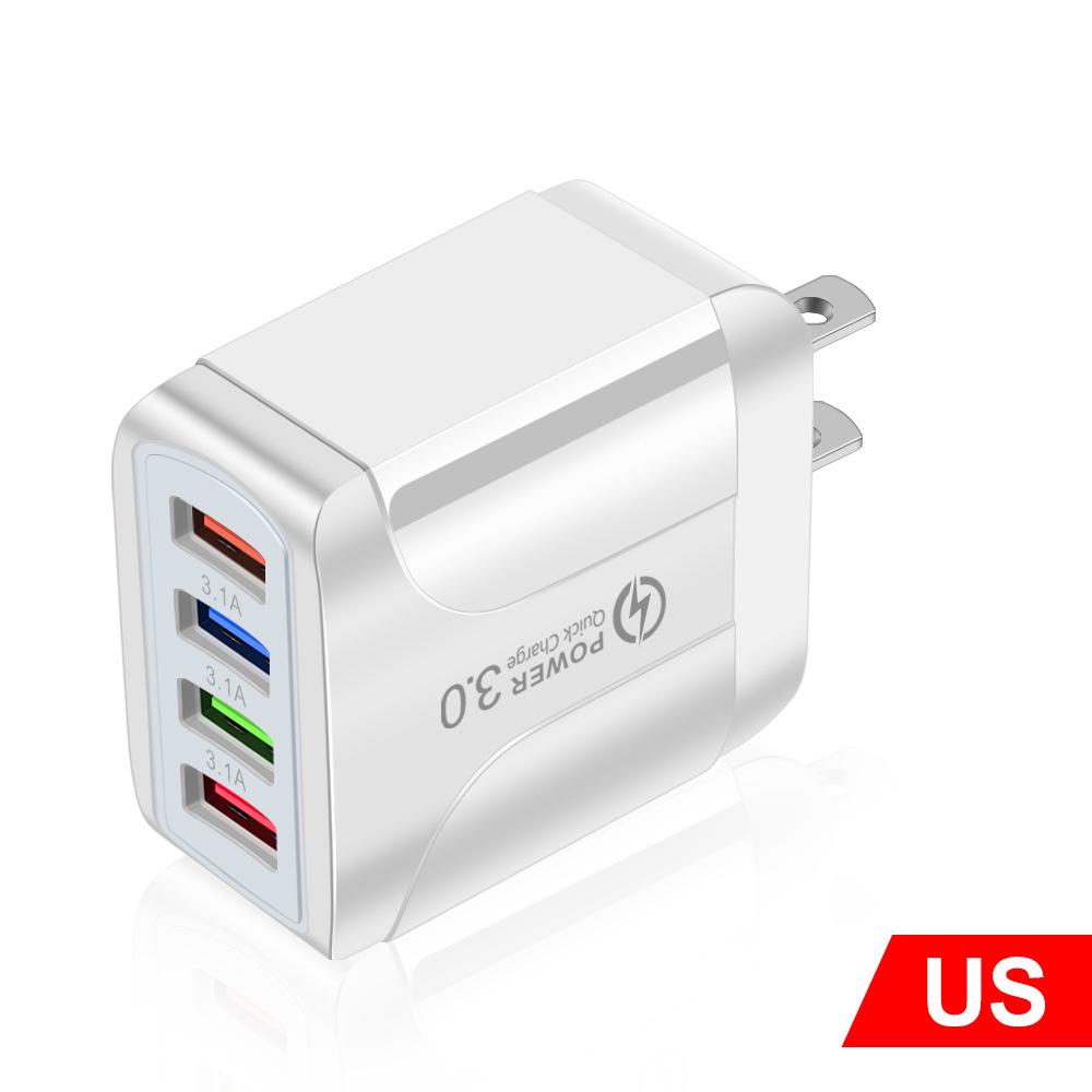 Colorful 4-Port USB Travel Charger 5V/2.4A Fast Charging, Australian Standard