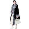 Women's Mink & Fox Fur Trench Coat - Long, Warm, Casual Plus Size Winter Coat with Large Collar