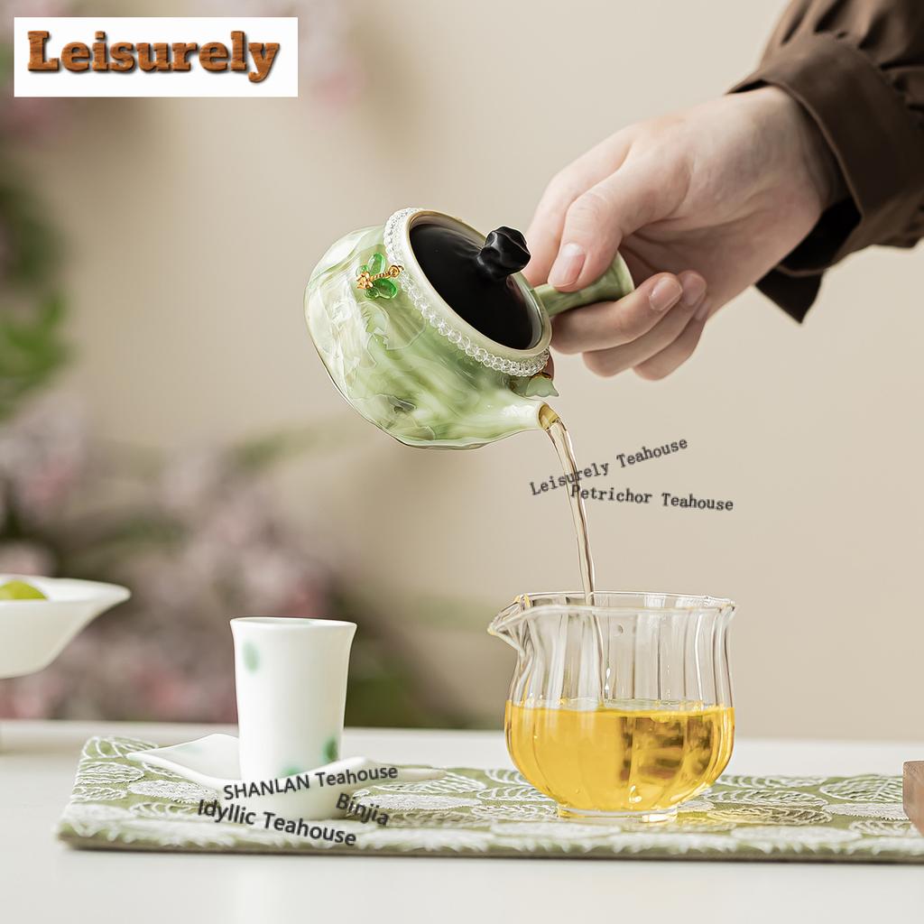 Ofen Fambe Kristall Seitenhenkel Teegeschirr Komplettes Set Elegantes Teezeremonie Set Teekanne und Teetasse Set Chinesisches Teegeschirr Ornamente