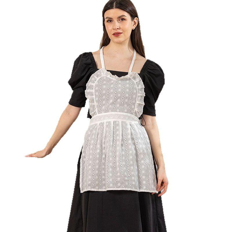 

Кружевной фартук на талию короткий для девочек косплей полуфартуки для женщин выпечка белый хлопок кухня карманы художники поварская одежда белый