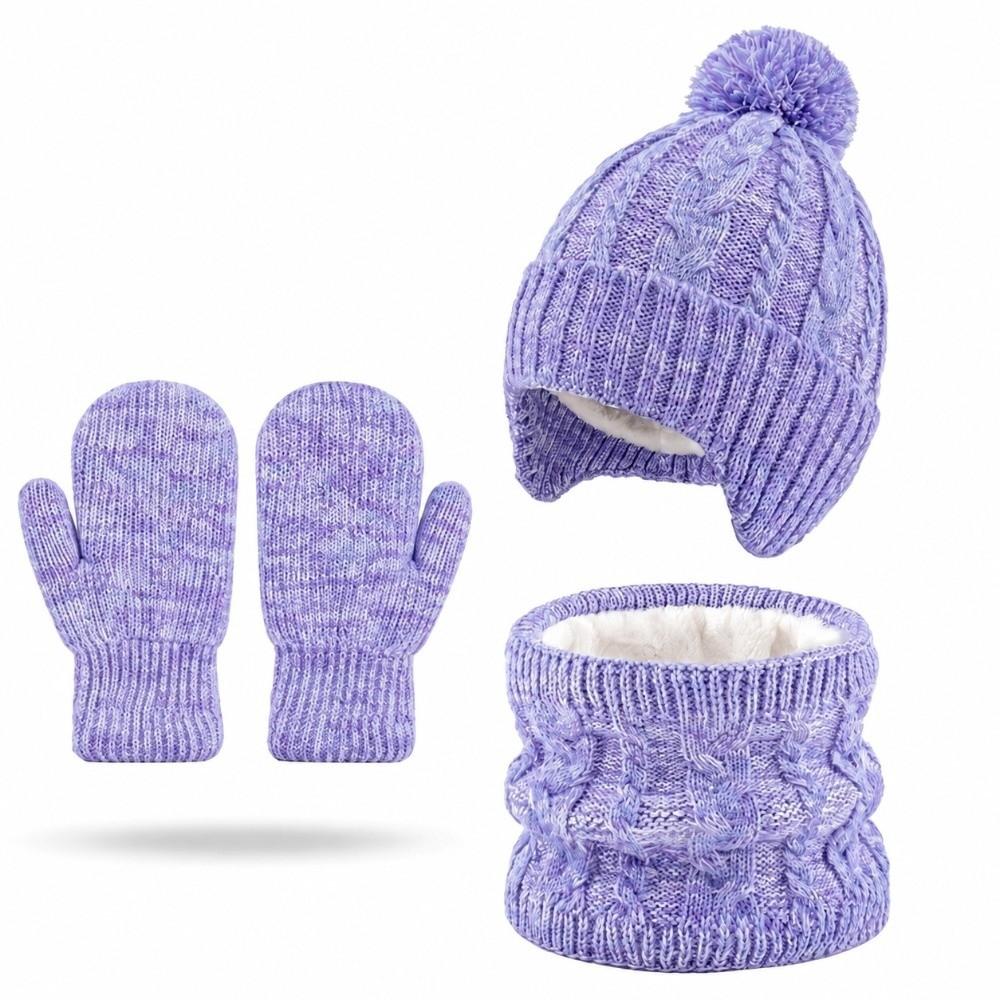Plush Lining Neck Gaiter Gloves Set Thickened Pullover Hat Warm Gloves Winter