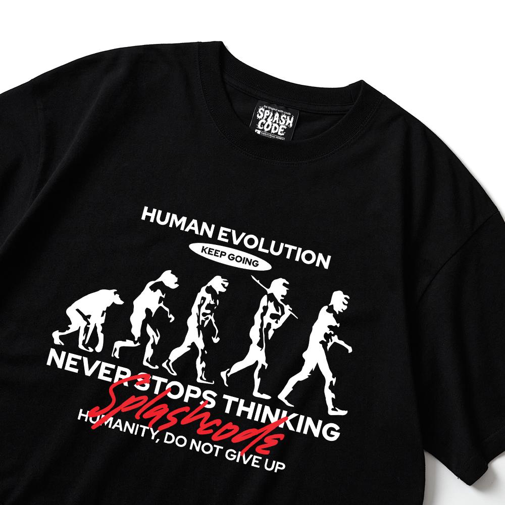 Seupeullaesikodeu Short Sleeve T-Shirt Black - Evolution (Human Evolution)