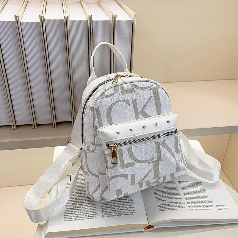 

Vintage Fashion Trend Letter Printed Exquisite Backpack Popular Versatile Class Commuter Backpack Female