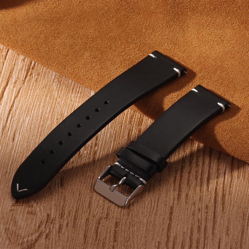 18mm 19mm 20mm 21mm 22mm 24mm Genuine Cowhide Retro Oil Wax Watchband Quick Release Leather Strap for Seiko for Rolex Wristband