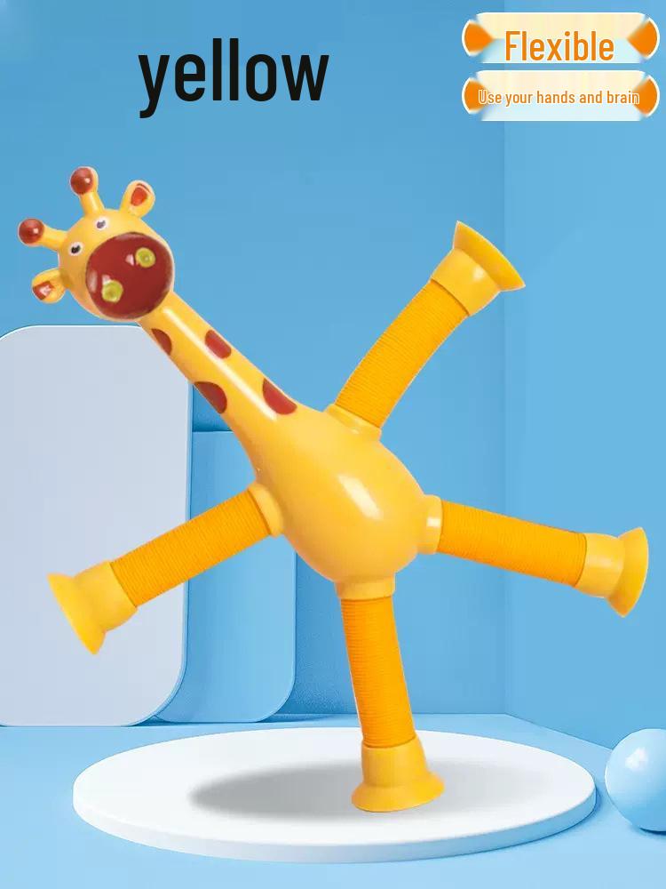 Light-Up Giraffe Telescopic Tube Educational Suction Cup Toy for Parent-Child Interaction