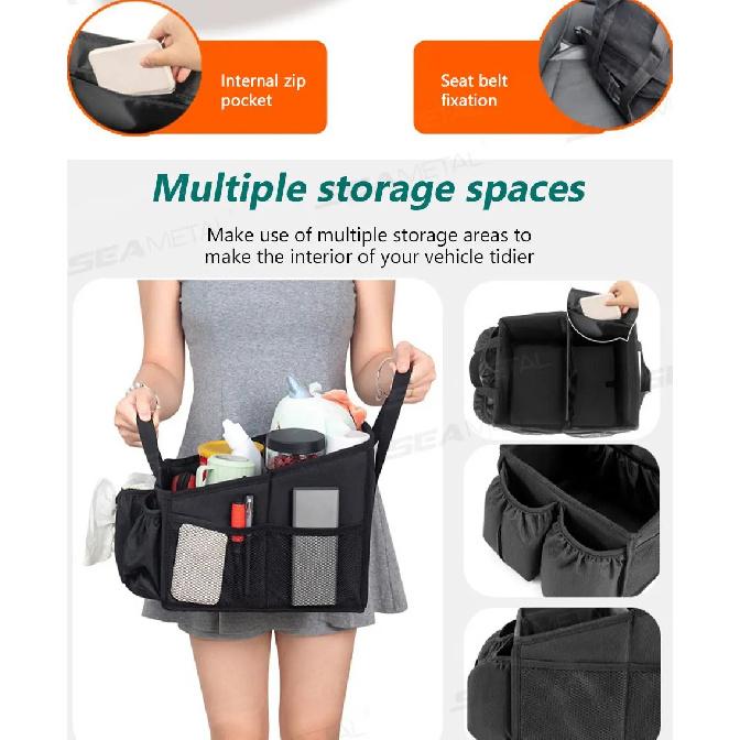 SEAMETAL Car Seat  Organizer Large Capacity Rear Seat Storage Bag for Outdoor Food Drink Collector Camping Activities Accessory