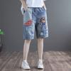 Women's New Summer Cowboy Shorts Thin Loose Slim Versatile Elastic Waist Straight Leg Pants
