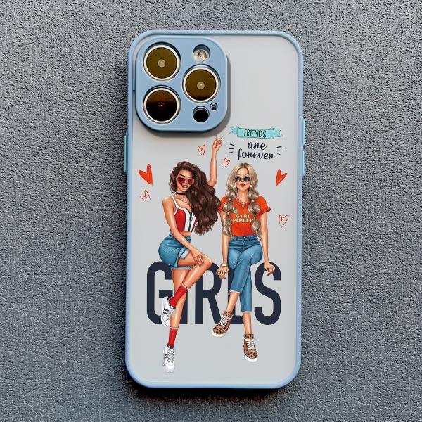 Cute Cartoon Hand Drawn Beautiful Girl Phone Case for Iphone 16 15 14 Pro Max 13 11 12 Mini Pro Max X XR XS 7 8 Plus SE2 Cover