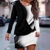 JPNTKY Fashion Autumn Winter Long Sleeve O-Neck Casual Dresses