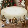 1 Piece Of Christmas-Themed Gold-Printed Tablecloth, Vintage Country Farmhouse Style, Nativity Scene Pattern Design, Suitable For Christmas, New Year'