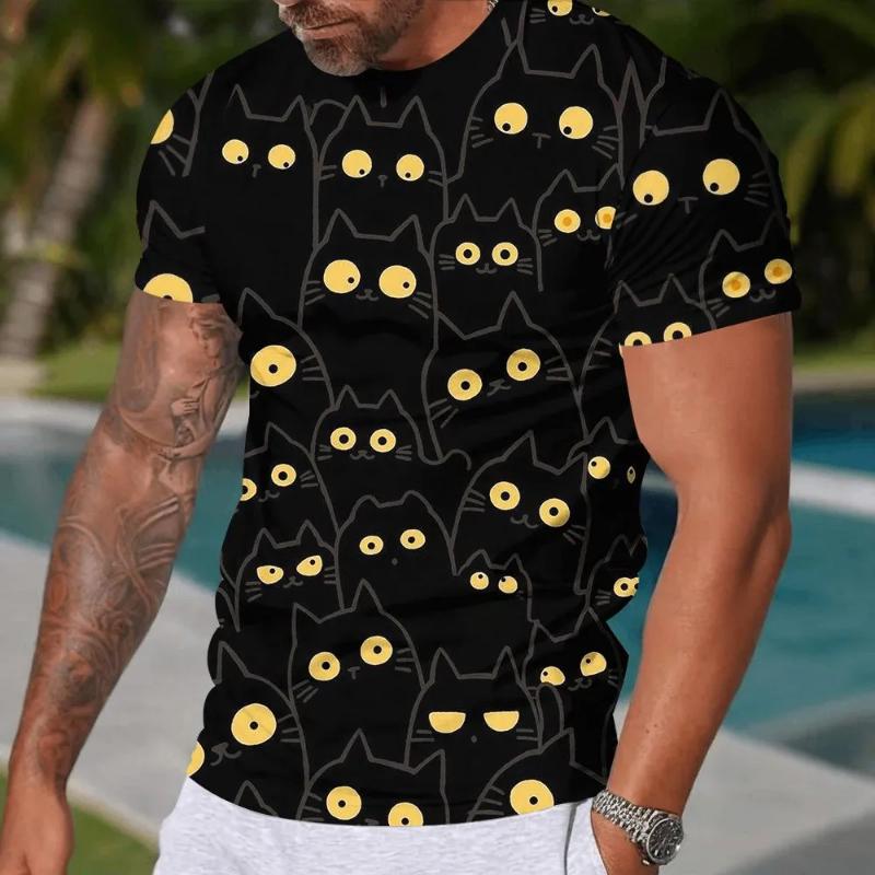 Moda Uomo Girocollo Manica Corta Stampa Colorata 3D Casual T-shirt Casual Manica Corta Girocollo