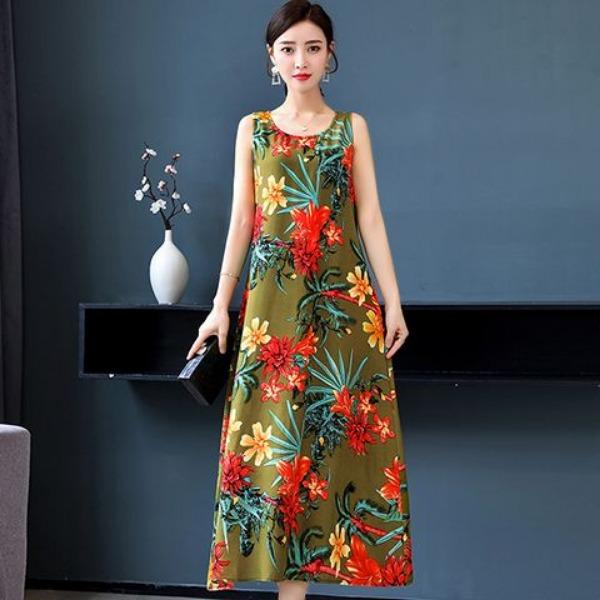 Stijlvolle en comfortabele spaghettibandjes katoenen jurk met bloemenprint voor dames in de zomer