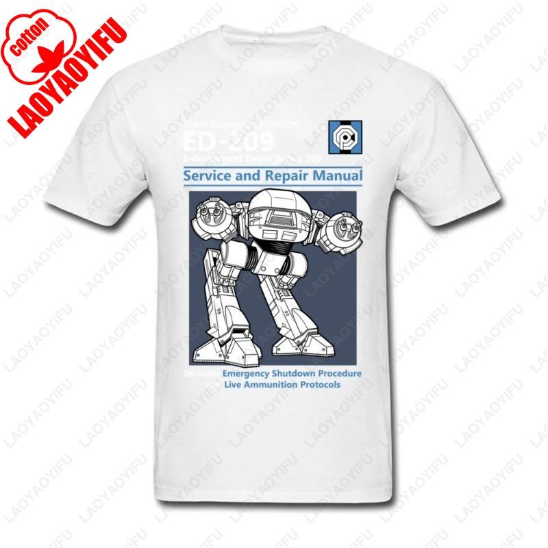 Mens TShirt Summer Fashion Casual Tops Printing Robot ED 209 Mens Tee Quality Full Cotton Clothing Funny Graphic Tshirts
