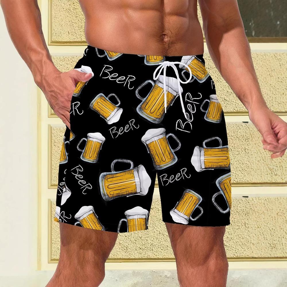Summer Men s 3D Printed Beach Pants Fashion Versatile Breathable Trend Casual Vacation Style S