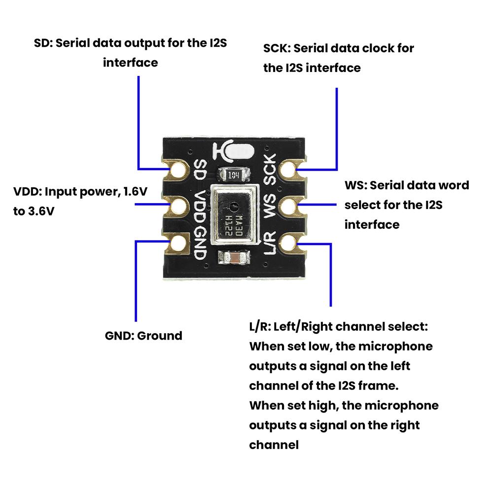 INMP441 omnidirectional microphone module MEMS sensor 24 bit high-precision low-power I2S Digital Output Sensor Module for ESP32