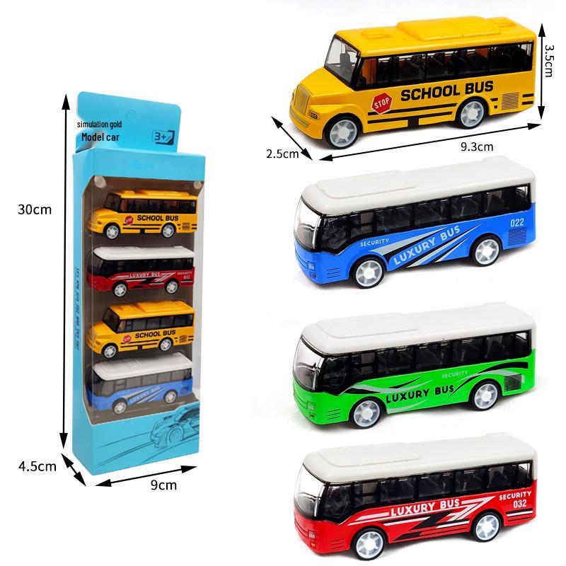 Children's Pull-Back Alloy Toy Car Set - School Bus Simulation Model