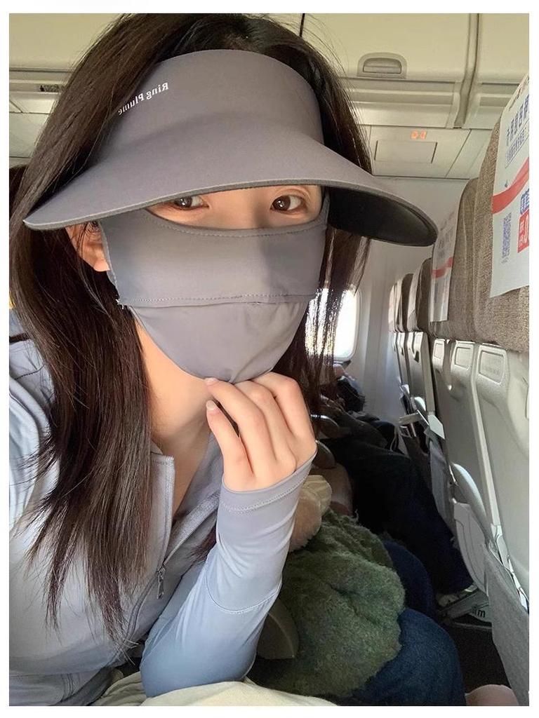 Women's Topless Seamless Anti-UV Visor Hat with Sun Mask - 2025 New Style