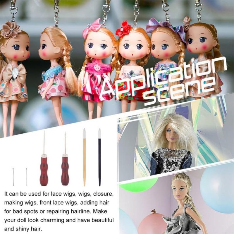 Creative Doll Hair Restoration Set With Wooden Handle And Metal Needle For Custom Hairstyles