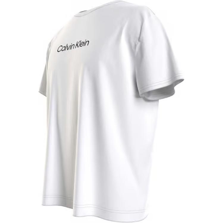 Calvin Klein Loose Fit Letter Print Crew Neck T-Shirt Men Tops White KM0KM00843-YCD