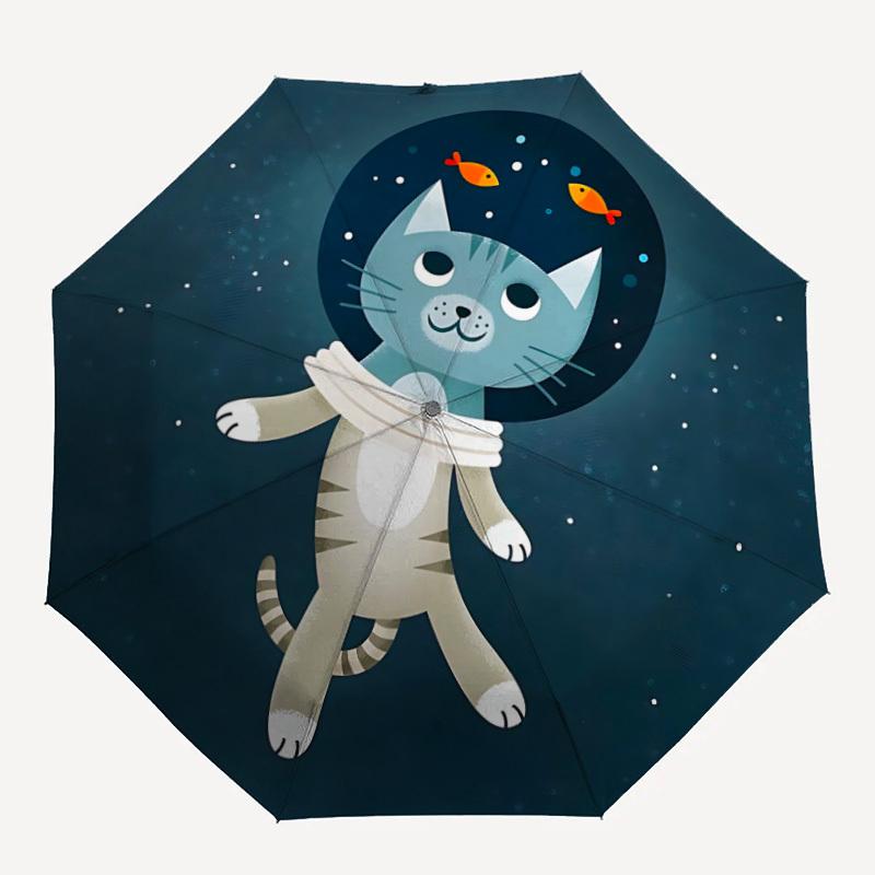 1pc Space Cat Automatic Open/Close Umbrella Compact Folding Umbrella, All-Season Portable Umbrella for Women/Men070