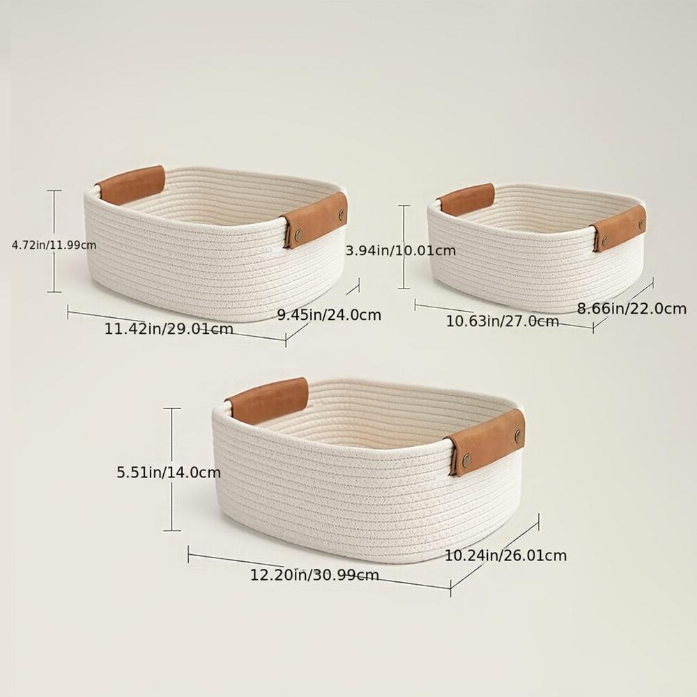 Rope Storage Basket 3Pcs Cotton Rope Woven Storage Baskets Organize Boxs Desktop Sundries Organize Basket Sundries Storage