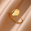 Stainless Steel Sun Rings For Women Gold Color Round Sun Opening Geometric Ring Vintage 2024 Trending Luxury Jewelry Gift