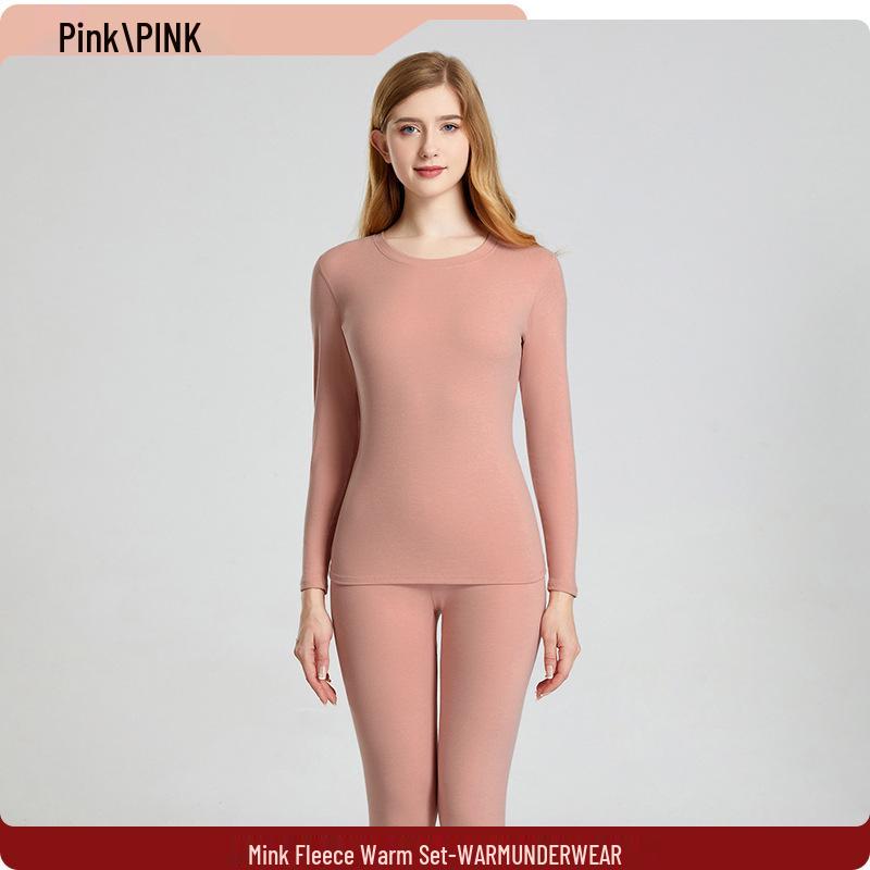 Mink Velvet Thermal Underwear Set: Quick-Warm Brushed Couple's Autumn Outfit for Men and Women - Thick and Cozy.