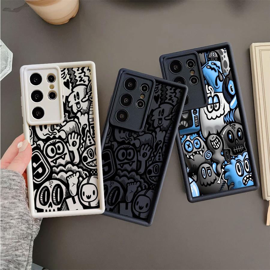 Super Cool Black Graffiti Soft Shell Phone Case for Samsung Galaxy S24 Plus S22 S20 S21 S23 FE S25+ S25 Ultra S24+ S22+ S23+