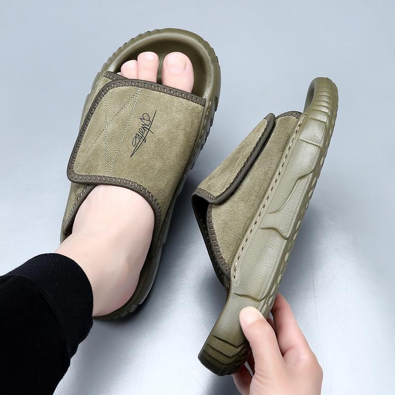 The first layer of cowhide men's slippers 2025 new EVA thick bottom high-end non-slip sandals do not smell household leather slippers