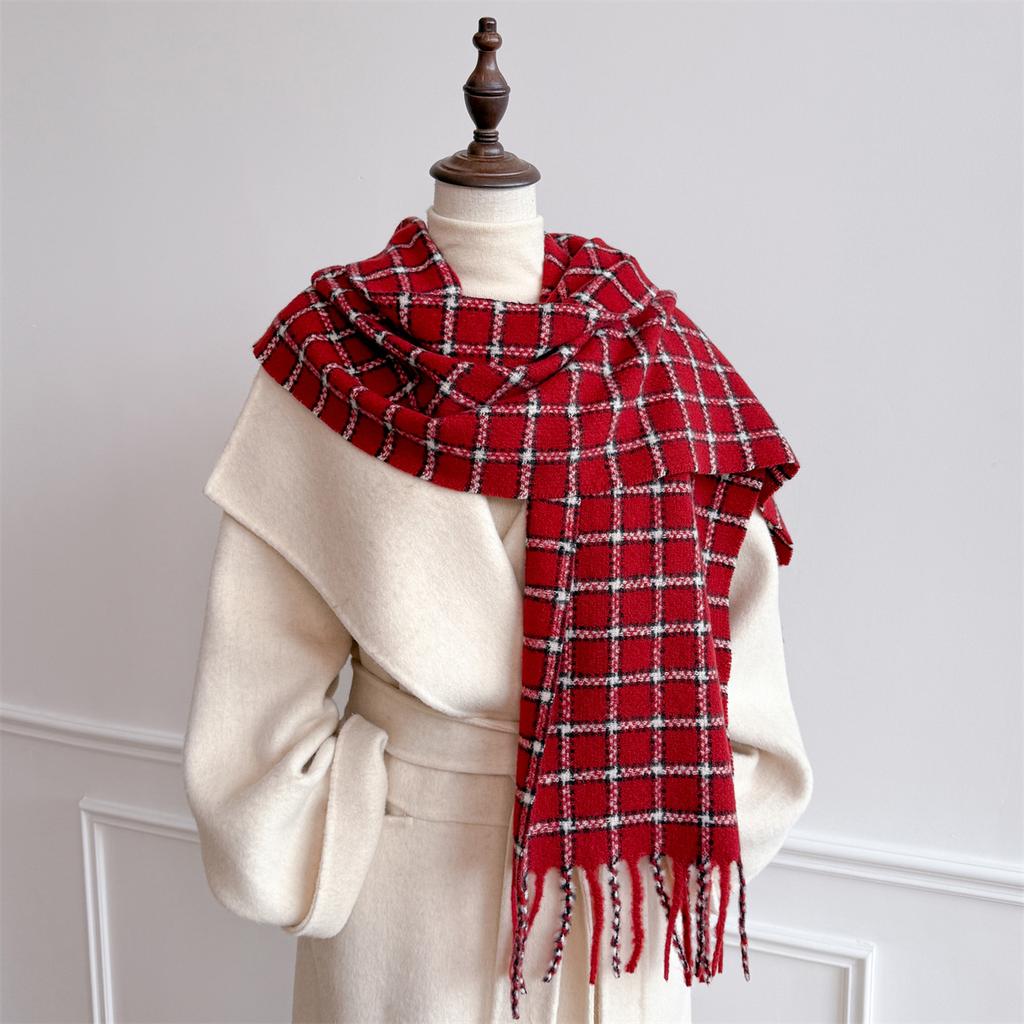 New Luxury Winter Women Scarf Thick Warm Tassels Shawls Pashmina Stripe Designer Neckerchief Cashmere Lady Outdoor