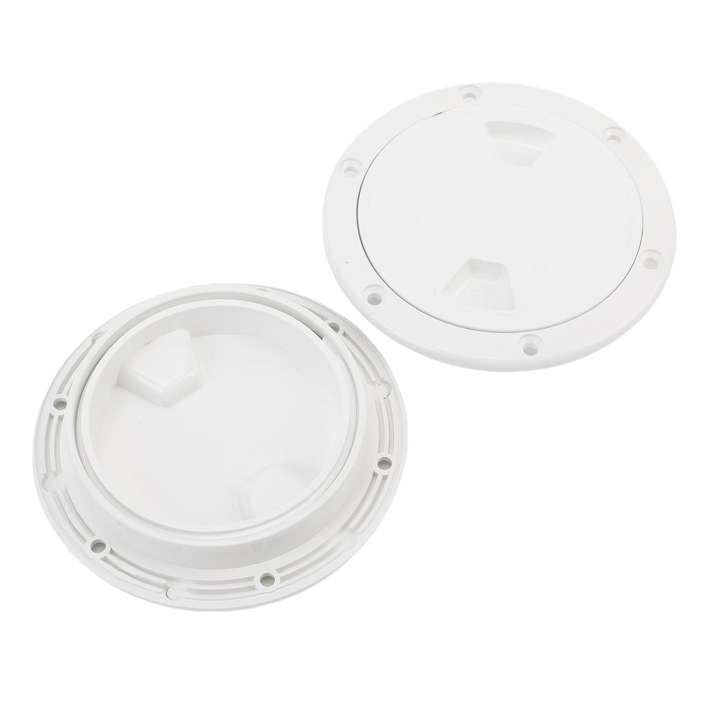 2PCS Boat Hatch Deck Plates Non Slip Round Shape Thickened Rubber Ring Inspection Deck Plate with Detachable Cover White