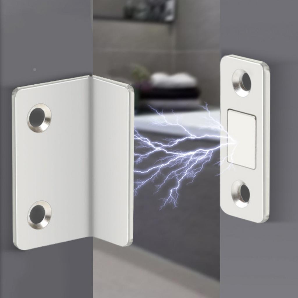1-Pack L-Shaped Magnetic Door Catch, No-Drill with Adhesive for Cabinet Sliding Doors, Invisible Design, Corrosion-Resistant