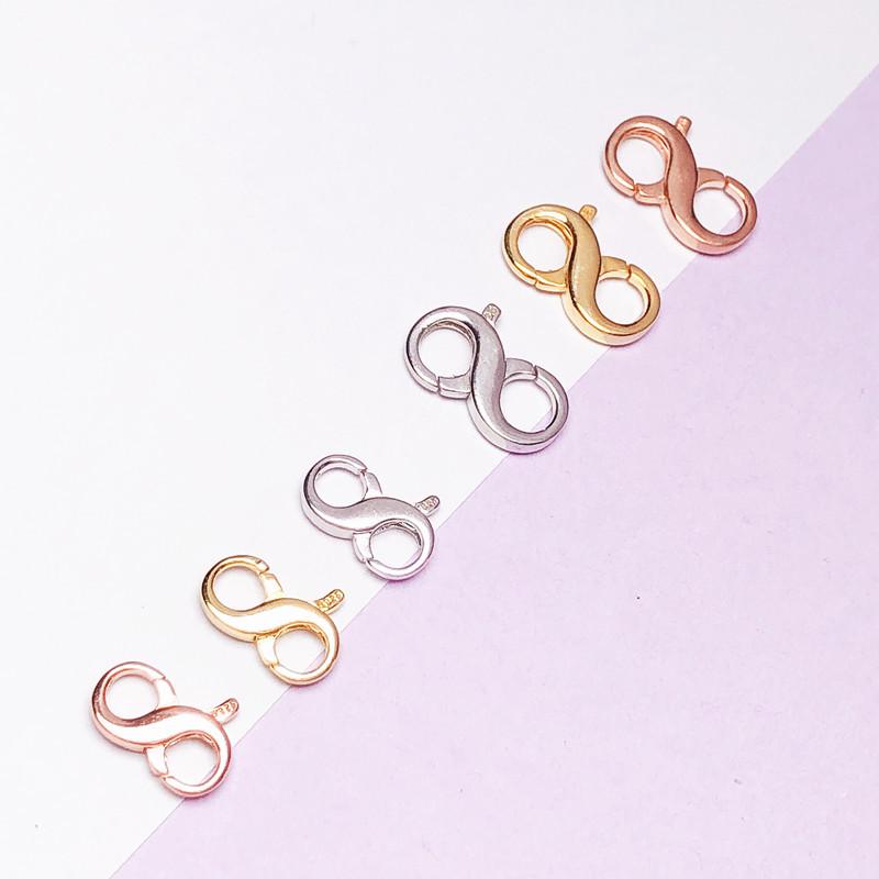 925 Sterling Silver Double Opening Figure 8 Spring Clasp for Necklaces and Bracelets