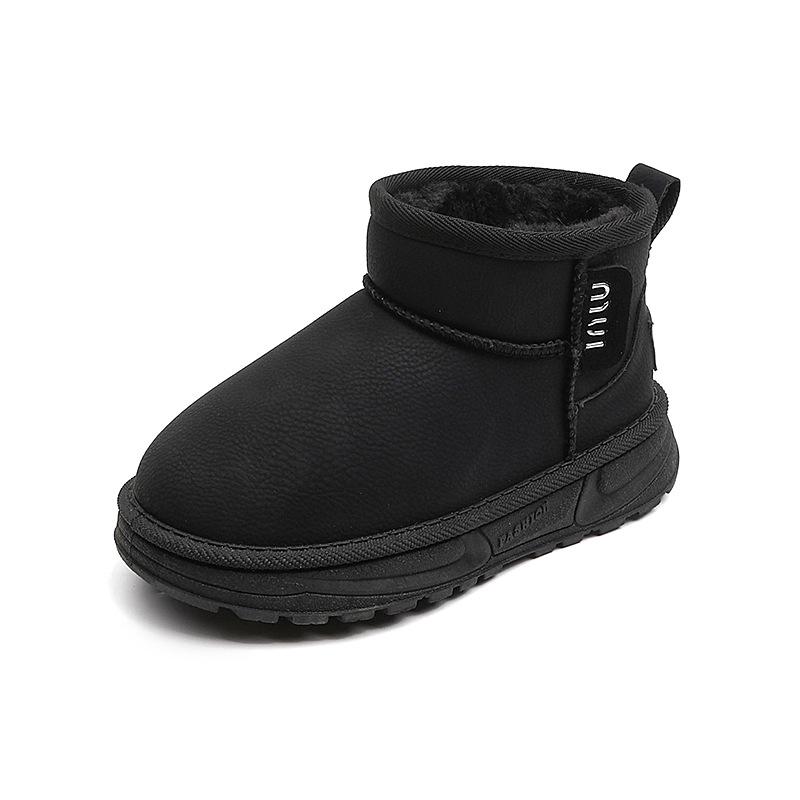 Children's Snow Boots Winter New Girls Fashion Short Boots Medium and Older Children's Fleece Thickened Leather Boots Boys' Warm Cotton Boots