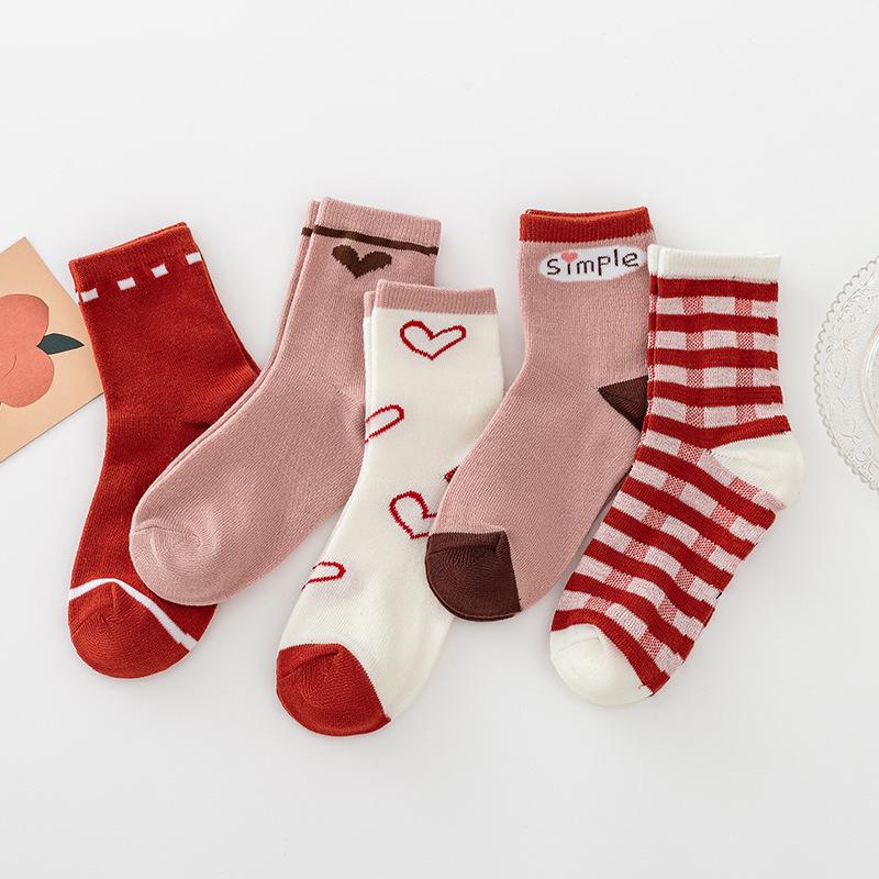 Preppy Mid-Calf Cotton Socks: Cute, Breathable, Two-Stripe Design for Boys & Girls, Perfect for Spring & Autumn