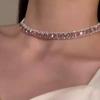 Elegant Rhinestone Inlaid Square Clavicle Necklace Set - Stylish, High-End Design for Women