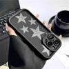 Gray Star Grooved Black Phone Case for iPhone 14/15/16/17 Pro Max