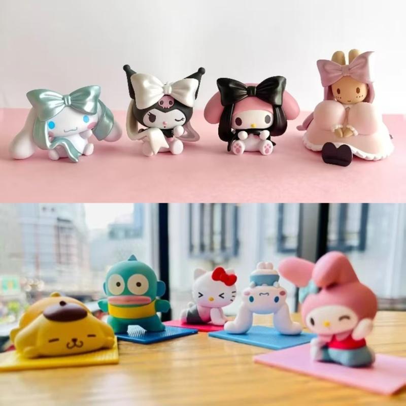 New Bowknot And Yoga Kuromi Cinnamoroll Blind Box Kawaii Mini Decorative Action Figure Trendy Toys Cute Girls Birthday Gift