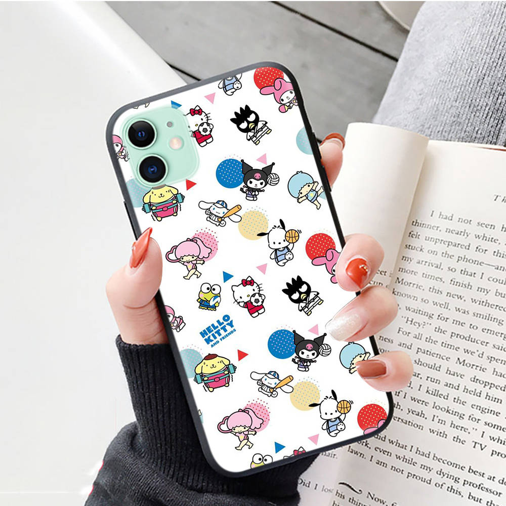 Black Case for Xiaomi Poco X6 X4 M5 M6 F5 F6 C65 C55 C50 C51 C40 Pro Redmi 14C A3X 13C 12C 11T 10A 9C Note 7 6 8A Plus L-7 Sanrio Characters