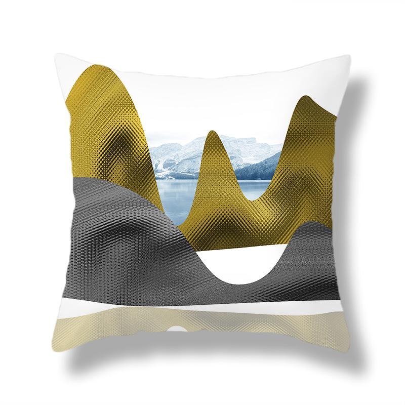 45X45CM Creative Hand-painted Natural Scenery Cushion Cover Sofa Office Seat Cushion Cover Creative Ornaments Home Decoration
