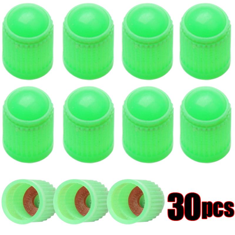 30PCS Car Tire Valve Plastic Black Bike Tyre Valve Caps with O Rubber Ring Covers Dome Shape Dust Valve for Car Motorcycles