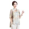 New Women's Chinese Style Summer Chiffon Shirt - Short Sleeve, Mid-Length, Printed Design