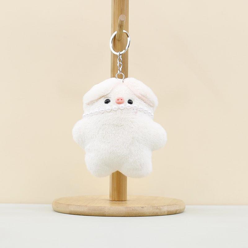 Cute Piglet Plush Keychain With Cozy Scarf Fluffy Stuffed Toy For Kids And Adults